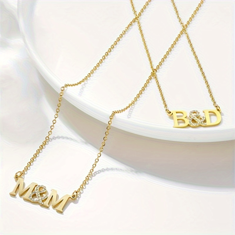 Personalized Initial Stainless Steel Necklace with Zirconia Logo